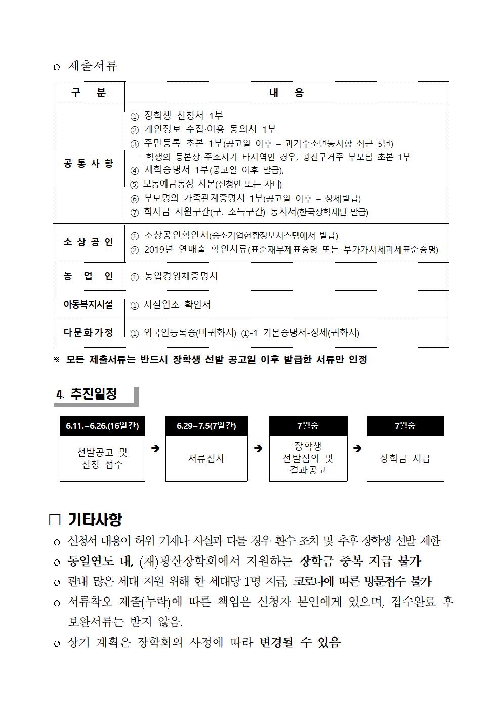 2020년도 (재)광산장학회 코로나19 특별장학생 선발 공고