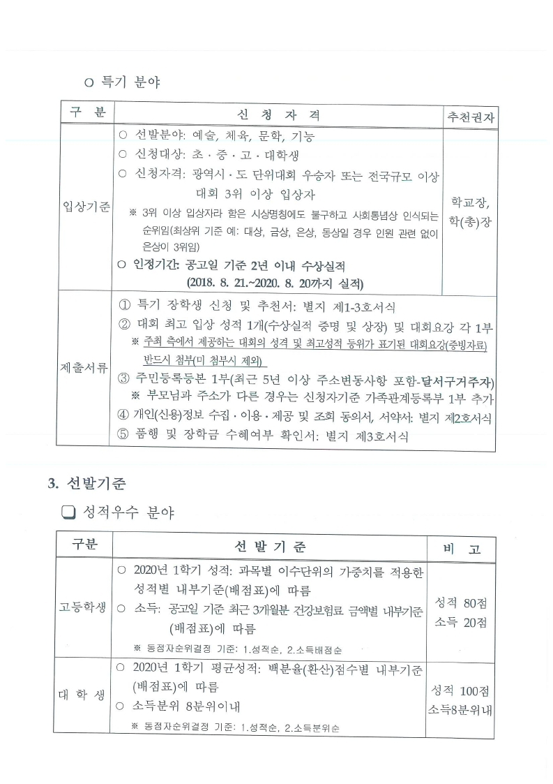 2020-2 (재)달서인재육성장학재단 장학생 선발 안내