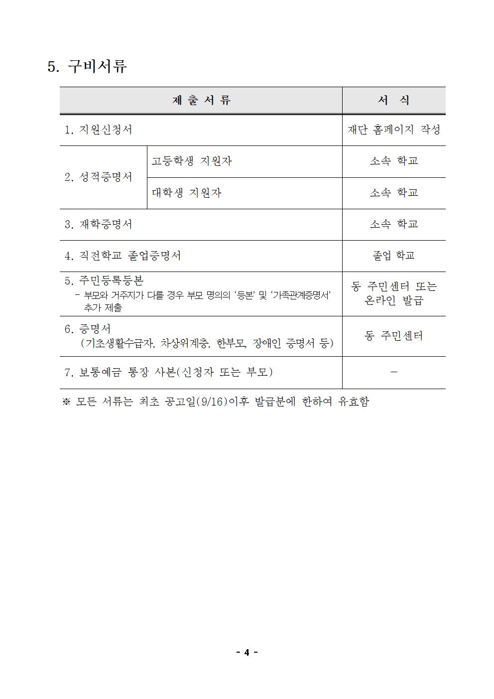 2020년도 인천대교 희망장학생 선발 공고