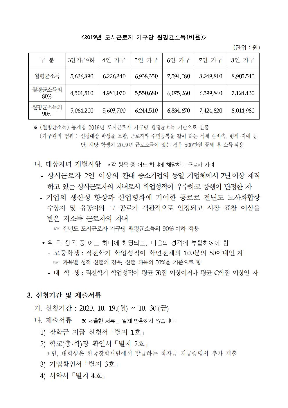 대구광역시 중소기업근로자 자녀 장학생 선발계획 공고