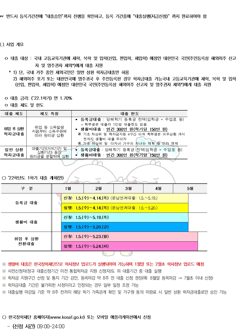 2022-1 학자금대출 신청관련 안내