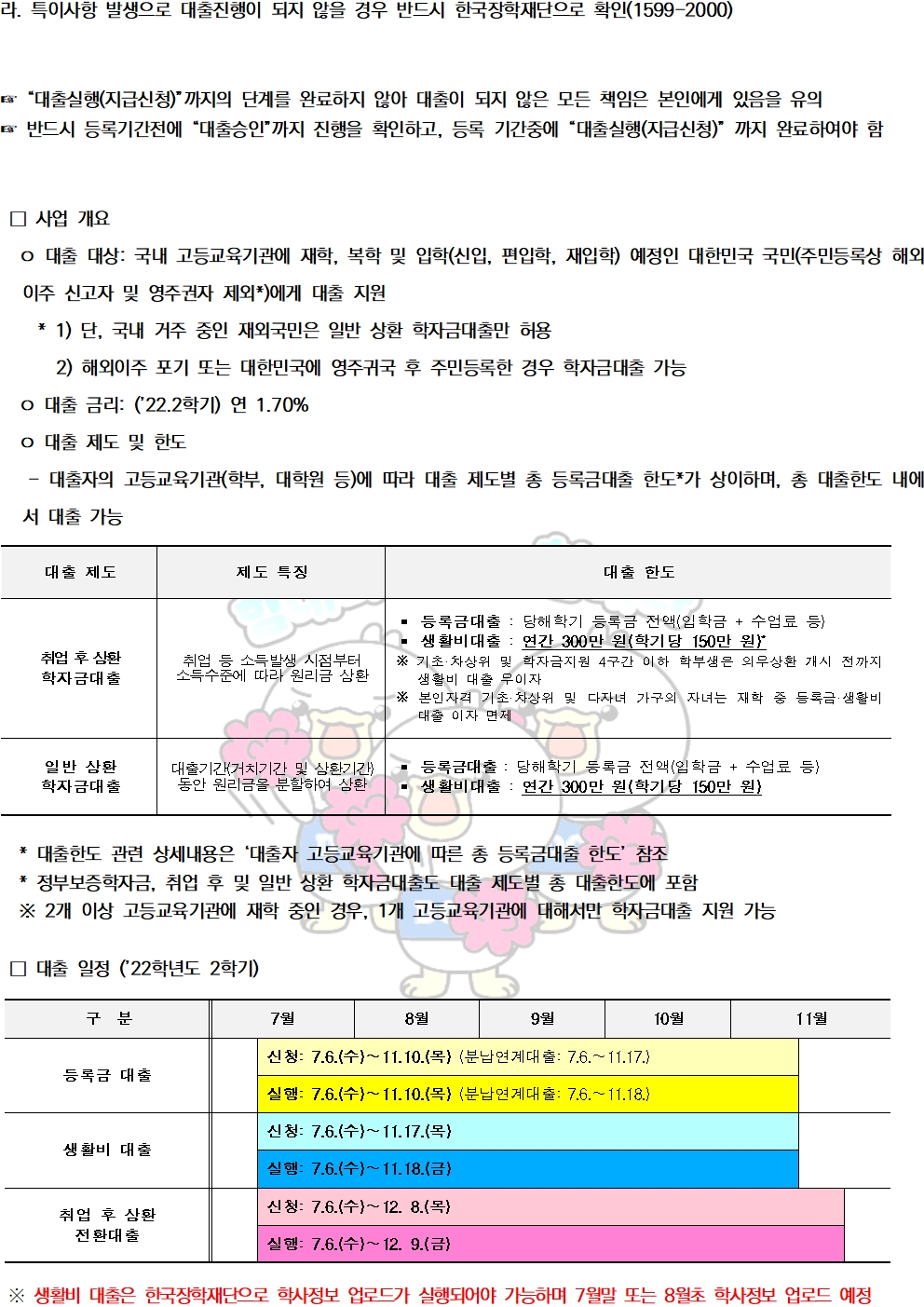 2022-2 학자금대출 신청관련 안내(기간연장)