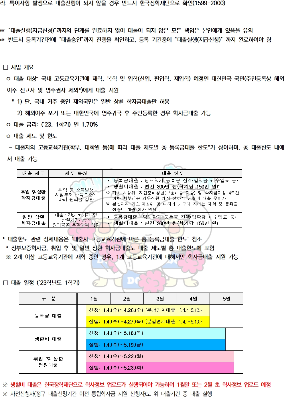 2023-1 학자금대출 신청 관련 안내