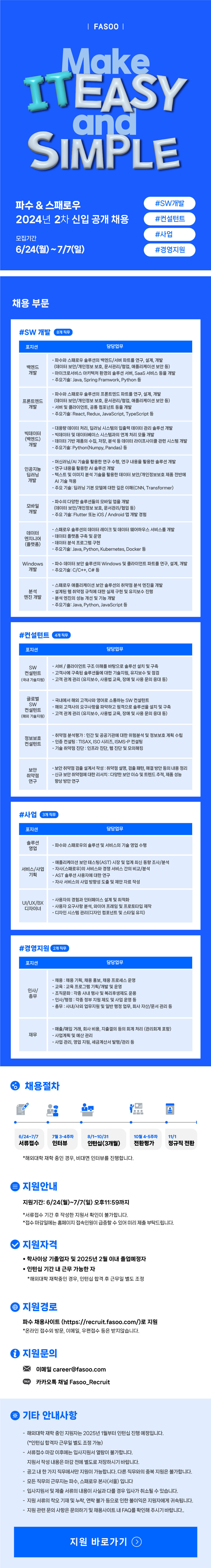파수&스패로우 2024년 2차 신입 공개 채용(~7/7)