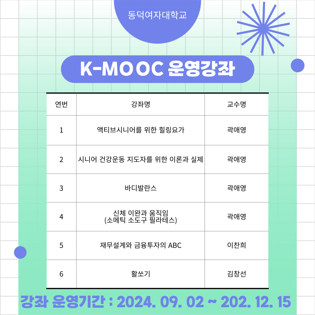 2024학년도 한국형 온라인 공개강좌(K-MOOC)수강 안내